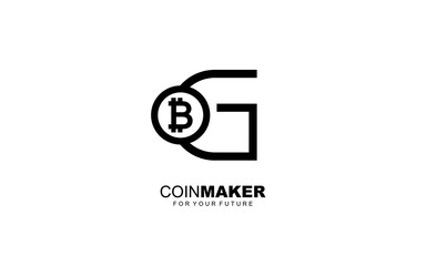 G logo BITCOIN for identity. CRYPTO CURRENCY template vector illustration for your brand.