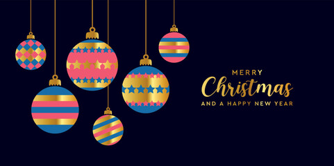 Wall Mural - christmas bauble decoration different pattern and confetti