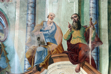 Wall Mural - Saint Peter and Paul, fresco in the parish church of Our Lady of Snow in Kutina, Croatia