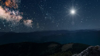 Wall Mural - the star shines on the christmas eve of jesus christ.