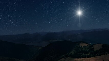 Wall Mural - the star shines on the christmas eve of jesus christ.