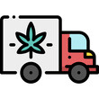 Cannabis Delivery Truck drug marijuana tobacco cannabinoids herb herbal  filled color line icon