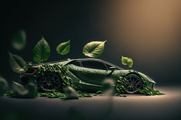 Eco friendly car development, clear ecology driving, no pollution and emmission transportation concept,  mada with generative AI