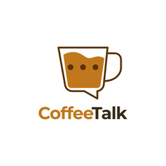 Wall Mural - coffee talk chat cup logo vector icon illustration