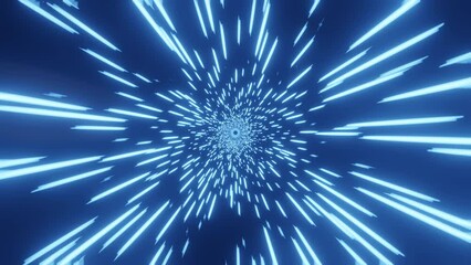 Poster - Light speed tunnel art  background loop center rotating. Technology Loop line futuristic speed of light explosion in galaxy motion background. Fast glowing blue lines trails moving. 3d Animation