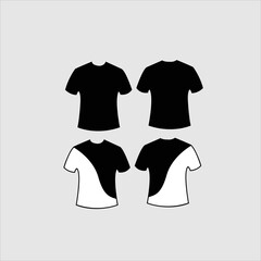 Blank black t-shirt mockup template, front and back view, isolated on plain white t-shirt mockup. Sweatshirt sweatshirt design presentation for print.