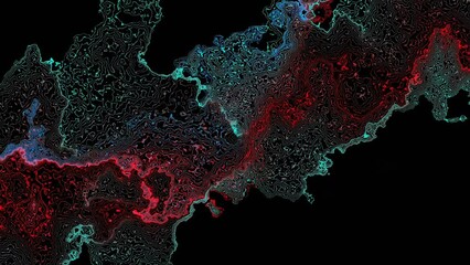 Wall Mural - Abstract blue and red colorful marble, mix liquid color texture on black. Modern background animation