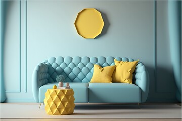 Wall Mural - Modern living room with sofa. generative ai