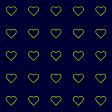 Endless seamless pattern of hearts  Green vector hearts on a Blue background Wallpaper for wrapping paper Background for Valentine's Day Vector illustration Color pattern with hearts Celebration Heart