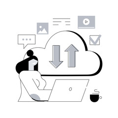 Poster - Cloud based engine abstract concept vector illustration. Infrastructure as a service, virtual machine application, provider, cloud based engine on-demand, software computer abstract metaphor.