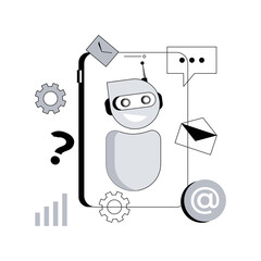 Poster - Chatbot Artificial Intelligence abstract concept vector illustration. Artificial intelligence, chatbot service, interactive support, machine learning, natural language processing abstract metaphor.