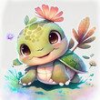 turtle with a flower