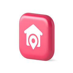 Poster - House location GPS route button distance navigation map pin pointer address direction 3d isometric icon