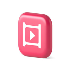 Poster - Video film multimedia content play button digital player broadcasting 3d realistic isometric icon