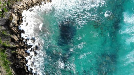 Wall Mural - Aerial drone view of sea and island in Cyprus