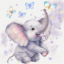 Elephant With Butterflies