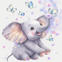 elephant with butterflies
