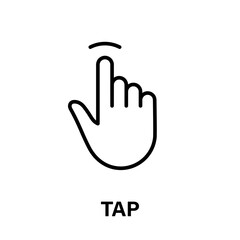 Poster - Tap Gesture of Computer Mouse. Pointer Finger Black Line Icon. Cursor Hand Linear Pictogram. Touch Click Press Double Swipe Point Outline Symbol. Editable Stroke. Isolated Vector Illustration