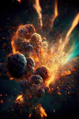 Wall Mural - planet earth destruction. exploding planet. outer space explosions, meteors, planets and stars.