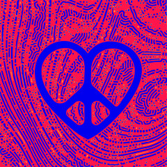 Poster - Psychedelic surrealistic poster with geometric organic pattern of colorful lines. The 1970s hippie style.