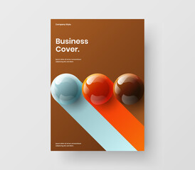 Wall Mural - Unique pamphlet A4 vector design template. Trendy 3D balls book cover concept.
