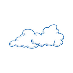 Hand drawn cloud set. Doodle sketch style cloud. Simple outline scribble draw. Vector illustration.