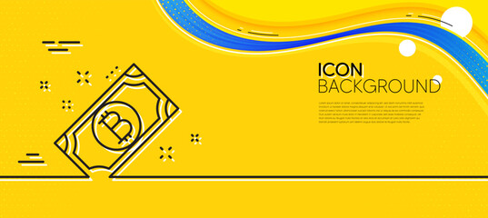 Poster - bitcoin line icon. abstract yellow background. cryptocurrency cash sign. crypto money symbol. minima