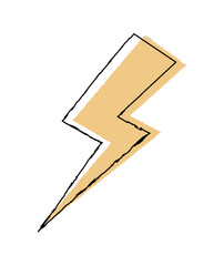 Fototapete - Doodle lightning icon. Symbol of speed and energy. Retro style, back to 80s and 90s. Graphic element for website, reaction for messengers and social networks. Cartoon flat vector illustration