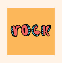 Wall Mural - doodle rock in yellow square. music, art and creativity. graphic element for printing on fabric. aes