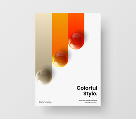 Isolated company identity A4 vector design layout. Multicolored realistic balls postcard concept.