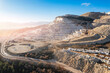 © Parilov - Industry marble quarry and cut white blocks, aerial top view Turkey destruction environment