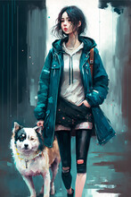 Anime Girl With Dog