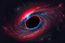 Black Hole In The Middle Of A Galaxy, Red And Blue Galaxy
