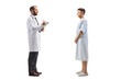 © Ljupco Smokovski - Full length profile shot of a male doctor and a young patient standing and talking
