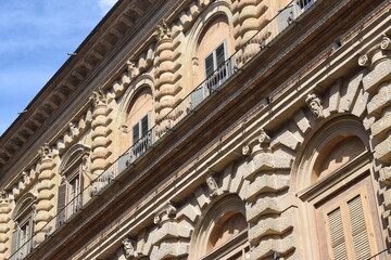 Wall Mural - Detail of the facade of Palazzo Pitti seen from the internal courtyard