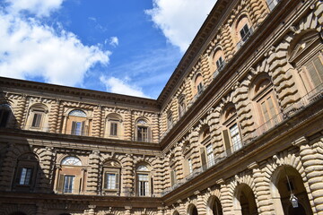 Wall Mural - Detail of the facade of Palazzo Pitti seen from the internal courtyard