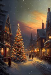 Wall Mural - Generative AI render of a christmas tree