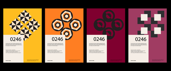 Poster - Minimal abstract posters. Bauhaus poster template layout with clean typography and minimal vector pattern with abstract geometric shapes. Great for poster art, album cover prints.