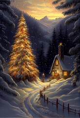 Wall Mural - generative ai render of a christmas tree