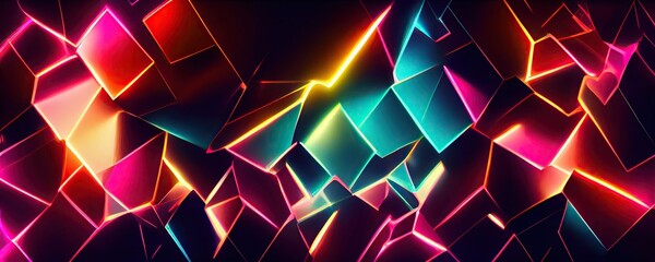 Poster - Futuristic Abstract Neon Glowing Background banner (generative ai)