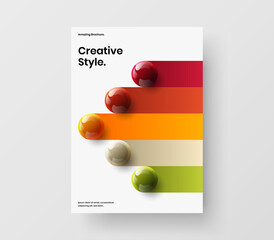 Bright realistic spheres corporate identity concept. Creative banner A4 design vector template.