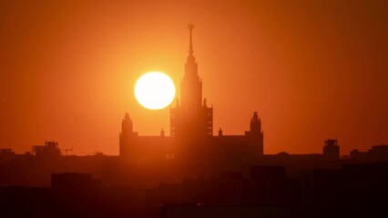 Wall Mural - Amazing time lapse of Moscow. Breath taking sunset.