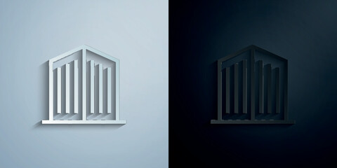 Poster - Skyscraper, building paper icon with shadow vector illustration