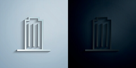 Poster - Skyscraper, building paper icon with shadow vector illustration