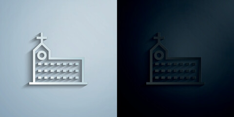 Poster - hospital, building paper icon with shadow vector illustration
