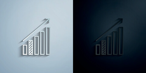 Poster - Statistics up arrow paper icon with shadow vector illustration