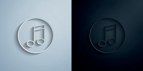 Poster - Music note paper icon with shadow vector illustration
