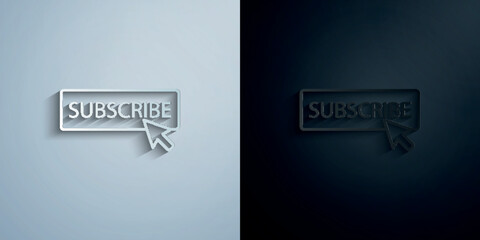 Fototapete - Cursor subscribe paper icon with shadow vector illustration