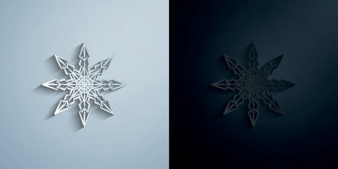 Poster - Snowflake paper icon with shadow vector illustration