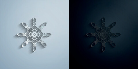 Poster - Snowflake paper icon with shadow vector illustration